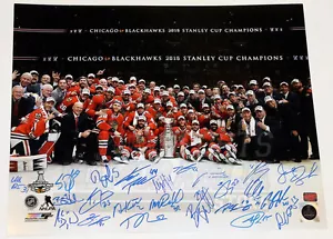 Chicago Blackhawks 2015 Stanley Cup Team Signed Autographed Celebration 16x20 - Picture 1 of 1
