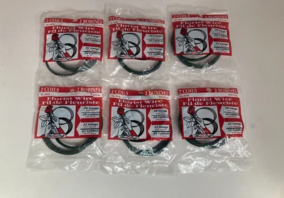 绿色花卉线 28 和 22 规格 ~ 50 英尺每包 ~ 6 包纤维工艺 — 第 1/4 张图片