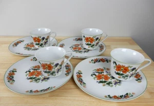 Dolphin Olympus Snack Plate and Cup Set Porcelain Japan 8 Pieces Vintage - Picture 1 of 17
