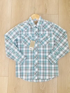 Camisa Wrangler Western Niños Talla M 7-8 Verde Taupe Perla Snap Vaquero Rodeo Nueva con Etiquetas - Imagen 1 de 3