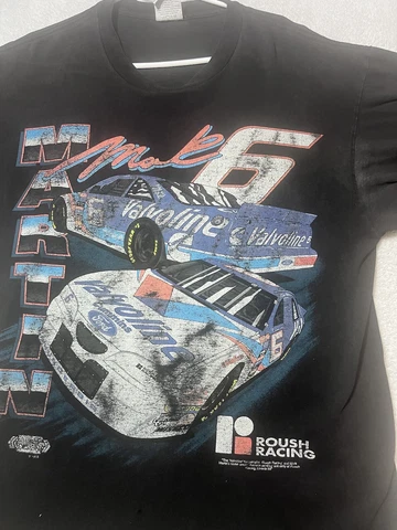 VTG Distressed ￼￼1996 Mark Martin Power House Single Stitch All Over Print XL Cover