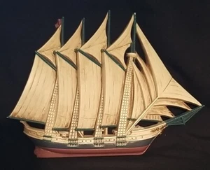 USA Made Vintage Burwood 3331-2 Sail Boat Nautical Ship Plastic Wall Plaque 1995 - Picture 1 of 7