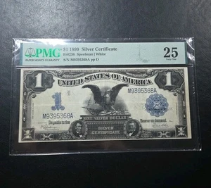 Fr.236 1899 $1 One Dollar Silver Certificate, BLACK EAGLE, PMG VF 25, - Picture 1 of 6