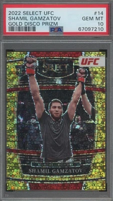 2022 Panini Select UFC Shamil Gamzatov #14 Gold Disco Prizm 5/10 PSA 10 - Image 1 of 2