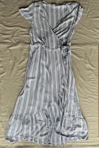 American eagle XXL Blue Striped tiered maxi Wrap dress boho fall cottagecore - Picture 1 of 9