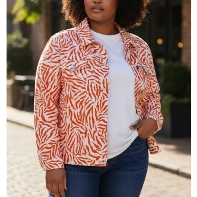 Lucy & Laurel 100% Linen Animal Zebra Print Button Up Jacket Maximalist Size 3X - Image 1 of 4