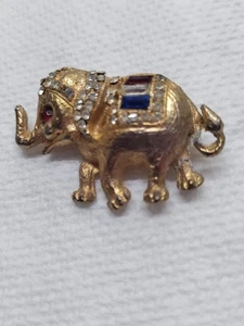 Spilla elefante repubblicano vintage con strass patriottici rosso bianco e blu - Foto 1 di 6