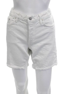 Sundry Unisex White Cotton-Spandex Beach Shorts Button Size 27 - Image 1 of 4