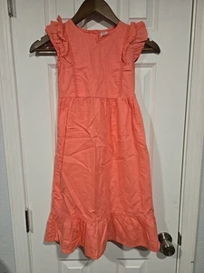 Carters Girls 5/5a Pink A-line Dress Summer Ruffle Cottage Midi Linen Blend - Picture 1 of 5