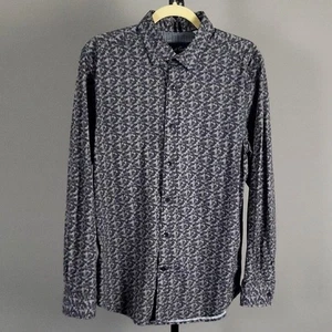 Camisa Robert Graham Negra Gris Abstracta Calce A Medida Con Botones LS, Talla L - Imagen 1 de 8