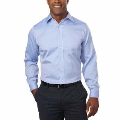 NEW Kirkland Signature Men's 17 x 36/37 Non-Iron Button-Down Dress Shirt Blue - Image 1 of 4