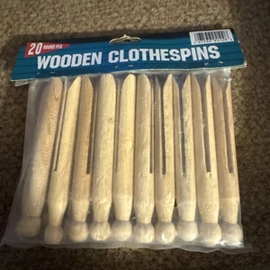 Primitive Wooden Clothes Pins Pegs 20 Total Round Head 3.5 Length Decor Crafting - Picture 1 of 2
