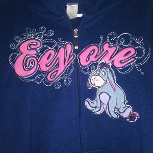 Disney Winnie The Pooh Eeyore Full Zip Blue Fleece Hoodie 3X Embroidery Licensed - Picture 1 of 15
