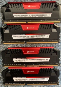 🆗 32GB DDR3-2400MHz (4x 8GB) Corsair Vengeance Pro Memory RAM Red - Picture 1 of 7