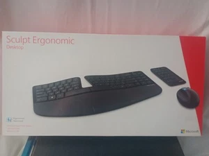Microsoft L5V-00001 Sculpt Ergonomic Desktop Keyboard Mouse 10 Key NO DONGLE USB - Zdjęcie 1 z 6