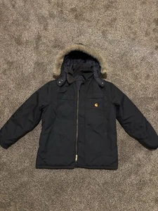 Carhartt Jacke Mantel C55 Work schwarz Cordkragen mit Kapuze - Herren XL - Bild 1 von 8