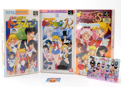 Lot 3 Nintendo Super Famicom SFC Sailor Moon R S w/Box Sticker Set SNES Japan JP - Image 1 of 4