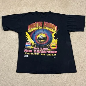 Vintage 90's Houston Rockets Forged In Gold Magic Johnson T Shirts Size XL - Picture 1 of 6