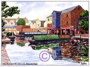 BONDED WAREHOUSE STOURBRIDGE WEST MIDS WATERCOLOUR ARTISTS PRINT ART CARD 8"x 6" - Picture 1 of 1