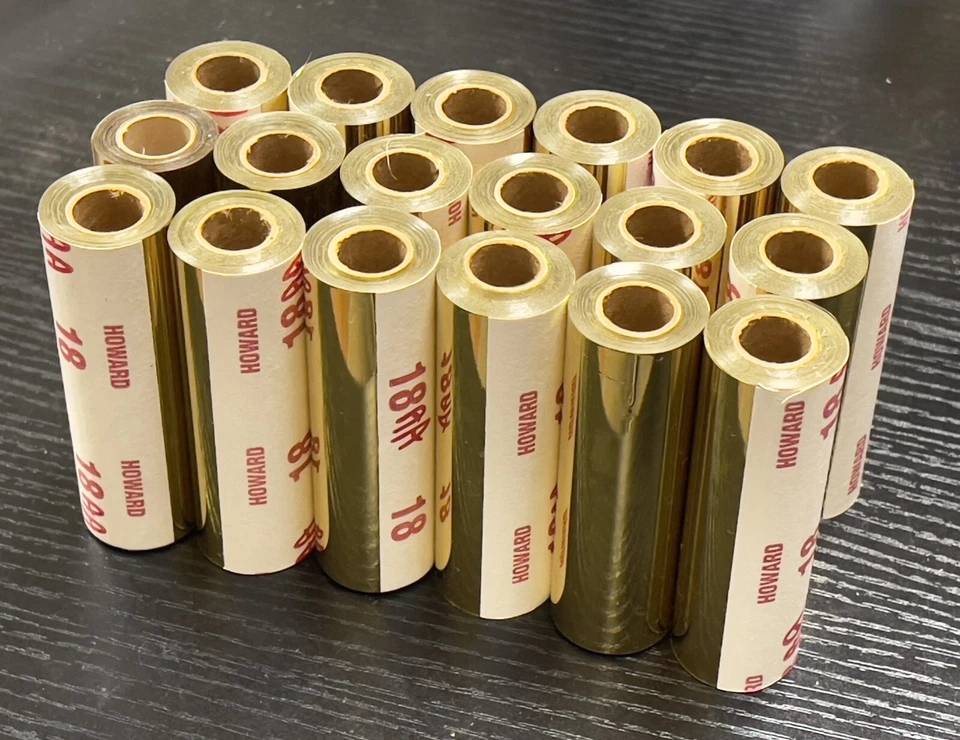 Lote de 18 rolos hot stamping Howard 18AA folha ouro 3” - Imagem 1 de 3