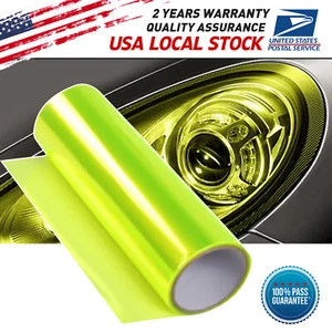 Gloss Neon yellow Headlight Taillight Fog Light Tint Film Vinyl Self-Adhesive - Picture 1 of 16