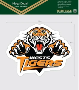 620496 WESTS TIGERS NRL TEAM HERITAGE MEGA DECAL CAR SPOT STICKER - Picture 1 of 1