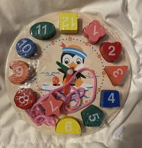 Baby Sensory Toy Clock Puzzle Rainbow Blocks - Picture 1 of 3
