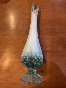 Vintage Fenton Blue Hobnail Opalescent Bud Vase 10 1/2" - Picture 1 of 4