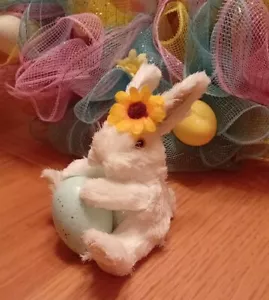 Tk Maxx Easter Spring Cute White Bunny Rabbit Holding His Easter Egg Ornament - Picture 1 of 5