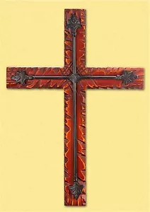 CRUZ DE PARED DE MADERA Y HIERRO 19,8" ** NUEVA EN CAJA - Imagen 1 de 11
