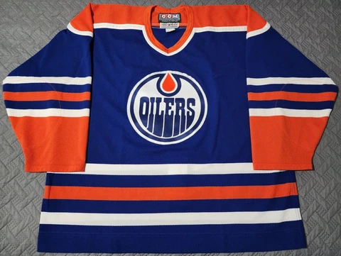 VINTAGE AUTHENTIC EDMONTON OILERS HOCKEY JERSEY 56 FIGHT STRAP DOUBLE CCM TAGGED Cover