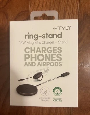 New Sealed TYLT 15W Magnetic Phone & Airpods Charger MagSafe Ring Stand - Black - Image 1 of 3