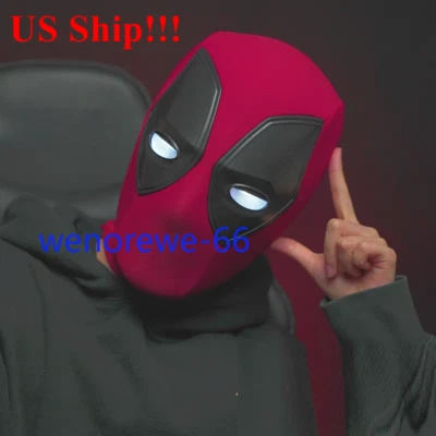EN NOSOTROS! Casco Deadpool Sonidos Prendas para la cabeza Iluminar ojos móviles Máscara de control remoto Foto 1 de 4