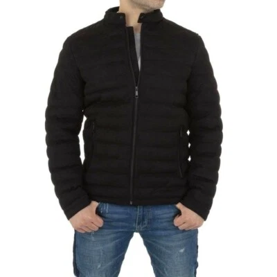 Herren Jacke Gesteppte Bikerjacke Wildlederoptik Gefüttert in black Größe M 38 - Bild 1 von 4