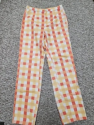 Free People She's All That Talla 2 Naranja Amarillo Gingham Pantalones a Cuadros 26x29 Foto 1 de 4