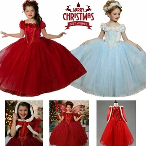 NEW Kids Girls Princess Fancy Dress Up Cosplay Elsa Costume Hooded Party UK - Picture 1 of 16