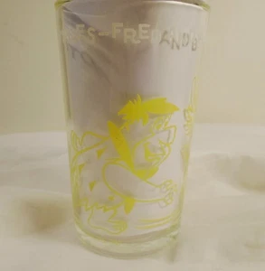 1962 The Flintstones Fred und Barney Schale Entennadeln Welch's Jelly Glas gelb - Bild 1 von 4