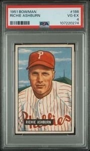 1951 Bowman #186 Richie Ashburn PSA 4 Philadelphia Phillies (0274) - Picture 1 of 2