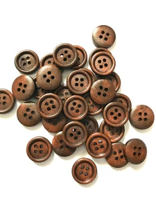 Botones de madera marrón oscuro 45 piezas 15 mm botón de costura cuatro agujeros sujetadores de tela - Imagen 1 de 1