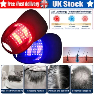 Easy to Use Laser Red Light Therapy Hair Growth Cap Hair Loss Treatments Hat UK