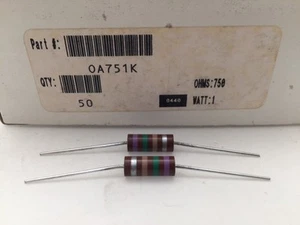 (10 Stück) OA751K Ohmit, 1 Watt 750 Ohm 10%, Carbon Composition Resistor (axial) - Bild 1 von 1