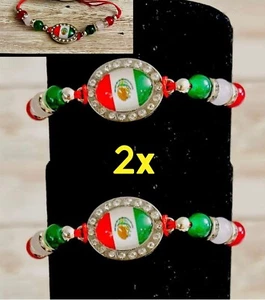 2 Mexican Flag Bracelets 2 Pulseras Mexicanas Bandera Mexicana - Picture 1 of 4