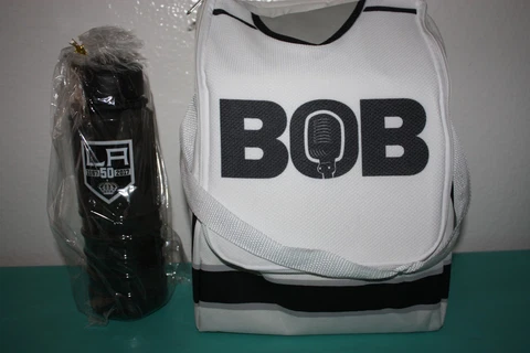 Los Angeles Kings 50th Anniversary Water Bottle & Bob Miller Bailey bag combo Cover