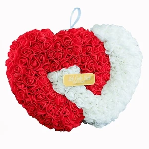 Ewige Rosen Herz in Herz 30cm Deko Blumen Rosenherz + GRAVUR Geburtstag Geschenk - Bild 1 von 12