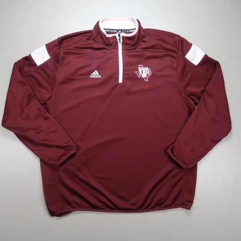 Texas A&M Pullover Mens Extra Large Red Adidas Quarter Zip Aggies Climalite * Cover