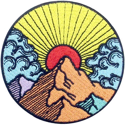 Embroidered Patches Iron Sew On transfers Badges appliques Sunrise  wave 697R - Image 1 of 4