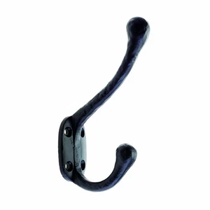 CAST IRON HAT & COAT HOOK WALL DOOR ANTIQUE VINTAGE BATHROOM RUSTIC BLACK - 7117 - Picture 1 of 1