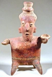 PRE-COLUMBIAN NAYARIT FEMALE W/2 BOWLS COA - Picture 1 of 6
