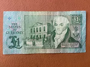 Billete de 1 libra Guernsey número K506871 c1990s 3444 - Imagen 1 de 2