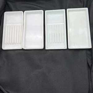 Four Vintage American Cabinet Company Milk Glass Dental TraysApothecary Medical - Picture 1 of 9